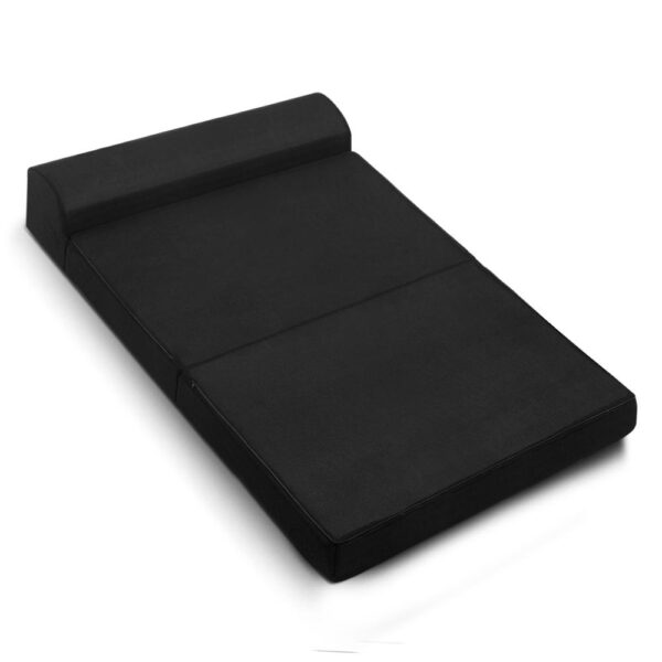 Aplusliving-Double Foldable Foam Mattress Sofa Bed High Density Fabric Black 180x122cm