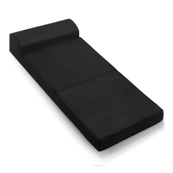 Aplusliving-Convertible Folding Foam Mattress Sofa Bed Black Breathable Fabric Easy Store