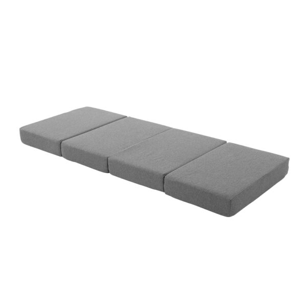 Aplusliving-Foldable Single Foam Mattress Grey Medium Firmness Removable Cover Easy Store