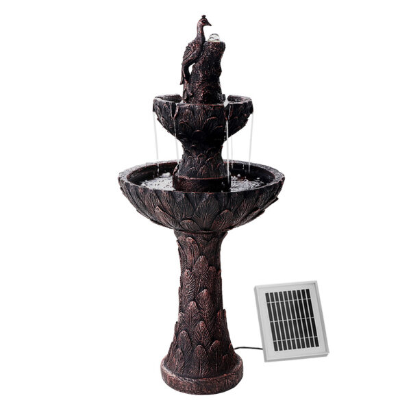 Aplusliving-Solar 3 Tier Water Fountain Peacock Design 106cm with Rechargeable Battery