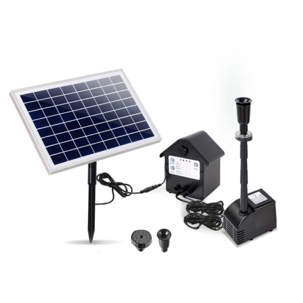 Aplusliving-Solar Powered Fountain Pump 800L/H with LED Lights and Battery 6.6FT Water Lift