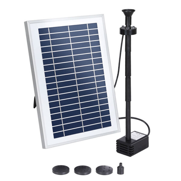 Aplusliving-Solar Pond Pump 610L/H Flow Battery LED Lights 4.4FT Adjustable Height Outdoor