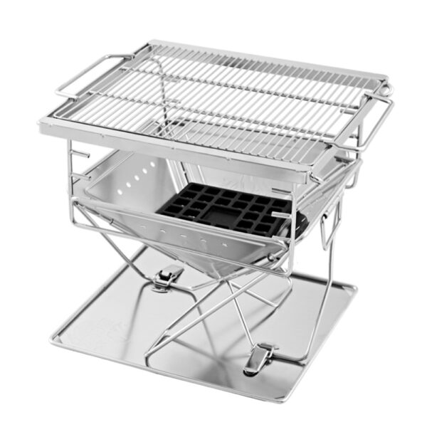 Aplusliving-2 in 1 Stainless Steel Portable Fire Pit BBQ Adjustable Grill Outdoor Stove