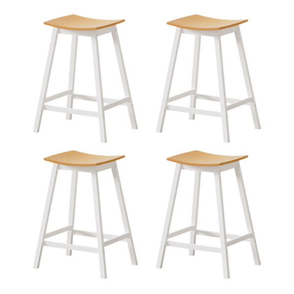 Aplusliving-Bar Stools Pine White 64cm Saddle Seat Anti-Slip Durable Heavy-Duty