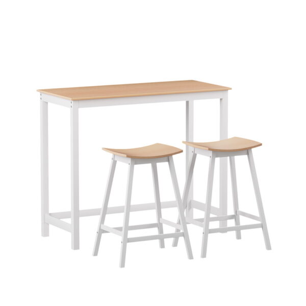 Aplusliving-Solid Wood Bar Table and Stools Set Dining Desk Kitchen Chairs Cafe Pub Pine Whi