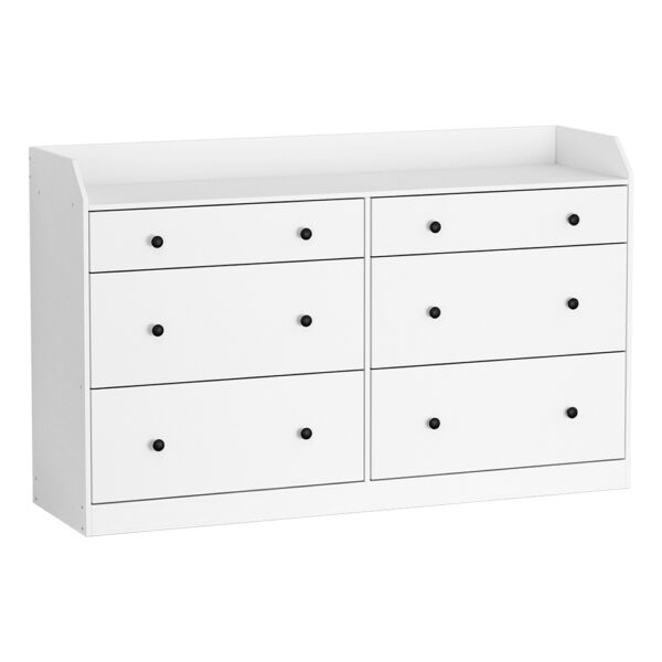 Aplusliving-Pete Chest of Drawers White 6 Drawers High-Density Particleboard Frame Contempor