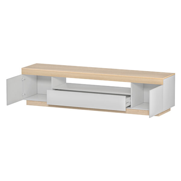 Aplusliving-Contemporary White Wood TV Stand 180cm Entertainment Unit with Storage Drawer