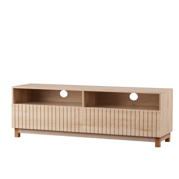 Aplusliving-Karel TV Cabinet Entertainment Unit Stand 150CM Marble Effect Tabletop Pine 2 Dr