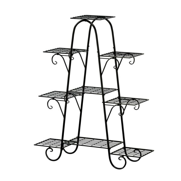 Aplusliving-9 Tier Metal Plant Stand Indoor Outdoor Pot Rack Flower Display Shelf Black