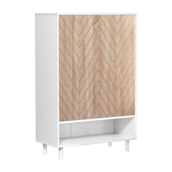 Aplusliving-Shoe cabinet white 24 pairs herringbone MDF detachable panel storage