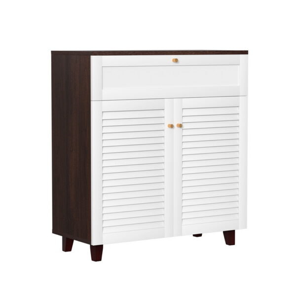 Aplusliving-Shoe cabinet white 80cm storage pull-out drawer ventilated MDF