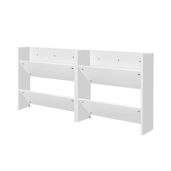 Aplusliving-Shoe Rack 2-tier 12 Pairs Wall Mounted Set of 2 White Durable Particleboard