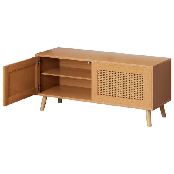 Aplusliving-Starlyn Shoe Bench Rattan 10 Pairs Storage Pinewood Legs 100cm x 35.5cm x 44.5cm