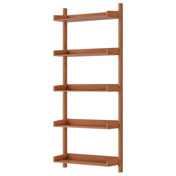 Aplusliving-Capiz Bookshelf Floating Shelf 5-Tier Open Foldable MDF Oak Contemporary Design