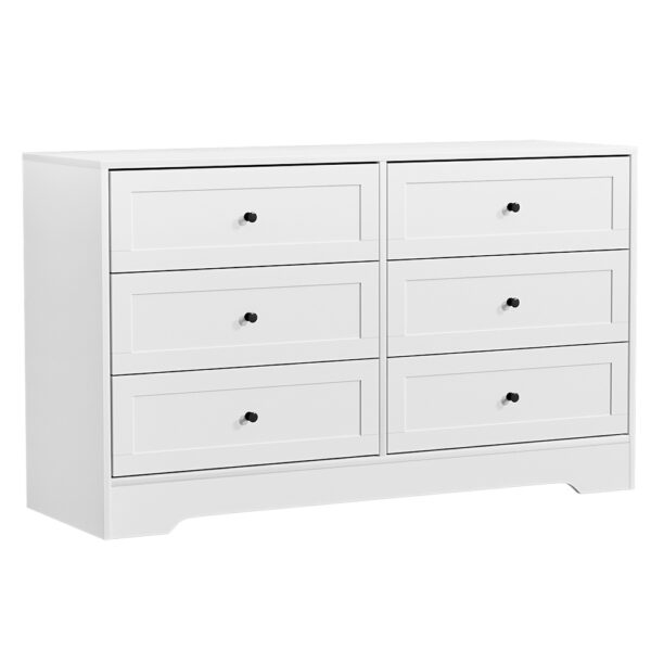 Aplusliving-6 Drawer Tallboy Dresser White Storage Cabinet Bedroom Organizer Easy Assemble