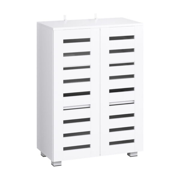 Aplusliving-Alster Shoe Cabinet 20 Pairs 5-tier White Adjustable Shelves Ventilated Doors