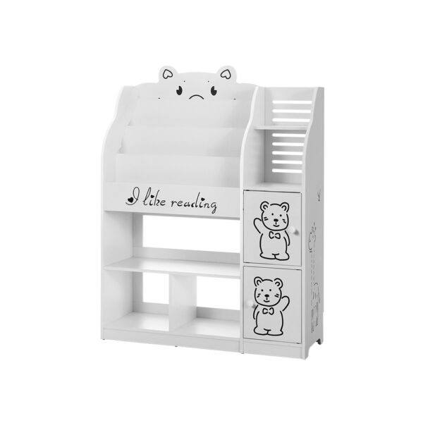 Aplusliving-Kids Bookshelf Storage 4 Tiers White Bookcase Toy Organiser Display for Children