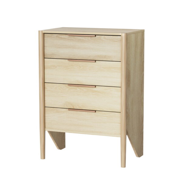 Aplusliving-Inez Chest of Drawers 4 Spacious Drawers Oak Finish Contemporary Design Pine Col