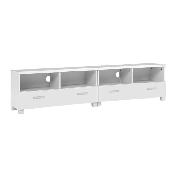 Aplusliving-180cm White TV Entertainment Unit Stand with Storage Shelves and Drawers