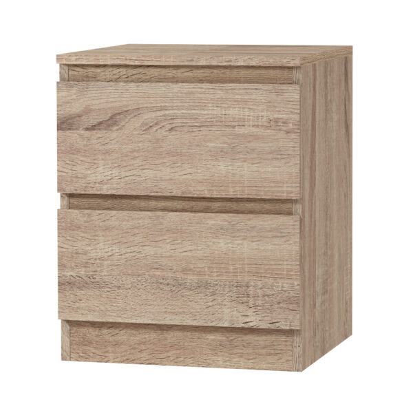 Aplusliving-Modern Oak Wood Bedside Table 2 Drawers Smooth Runners Easy Clean 40x39.5x50cm