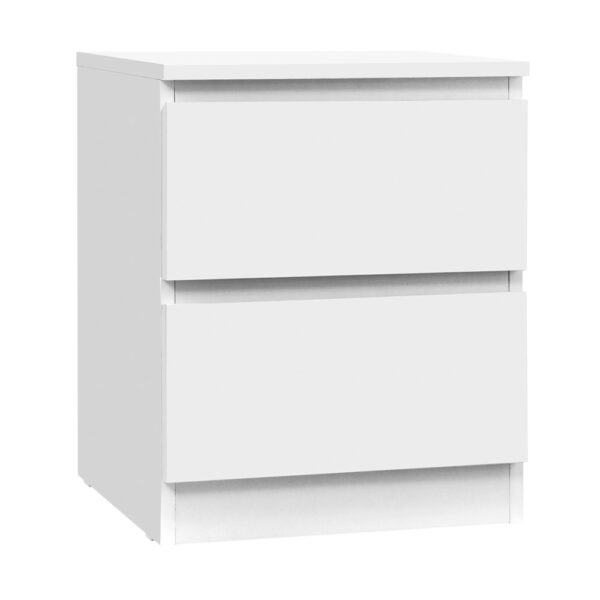 Aplusliving-Modern White Bedside Table 2 Drawers Smooth Runners Easy Clean 40x39.5x50cm