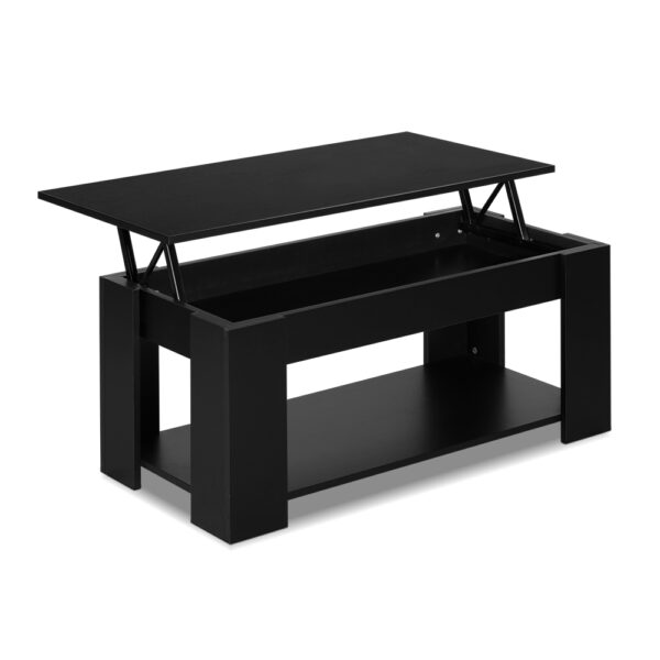 Aplusliving-Lift Top Coffee Table with Storage Shelf and Hidden Compartment Black