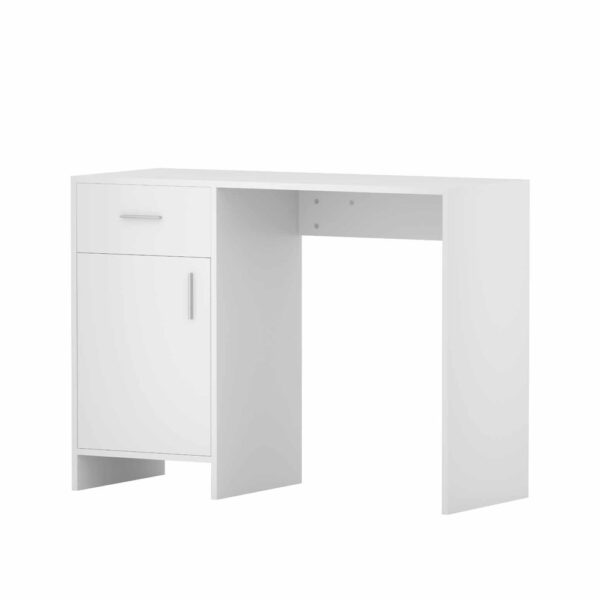 Aplusliving-White Computer Desk with Drawer and Cabinet Storage 100cm Study Table