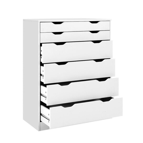 Aplusliving-6 Drawer Tallboy Dresser White Bedroom Storage Cabinet Contemporary Design