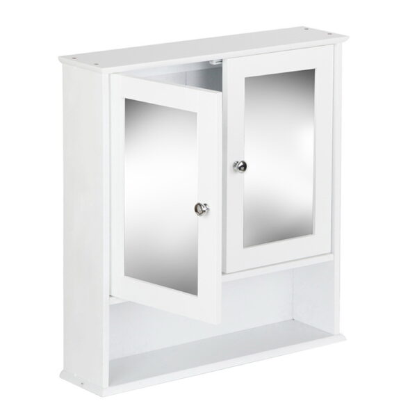 Aplusliving-White Bathroom Tallboy Mirror Cabinet Adjustable Shelf Eco Friendly Storage