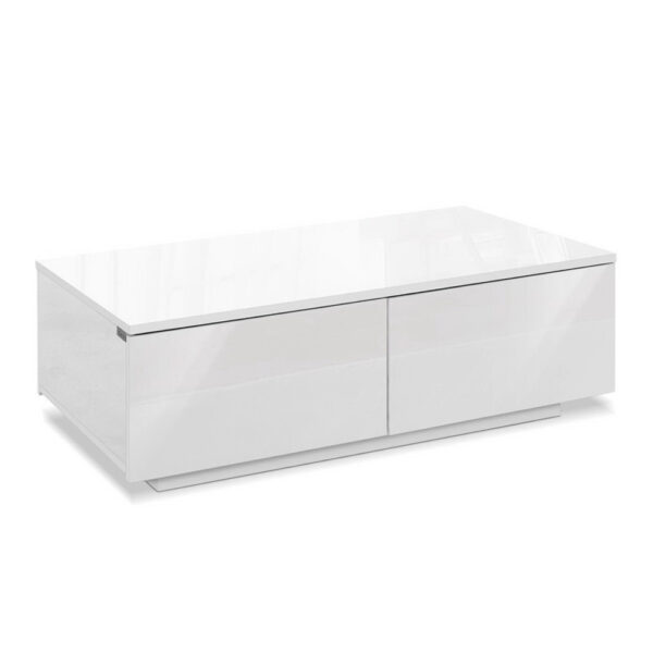 Aplusliving-Modern White High Gloss Coffee Table 4 Drawers Storage Living Room Furniture