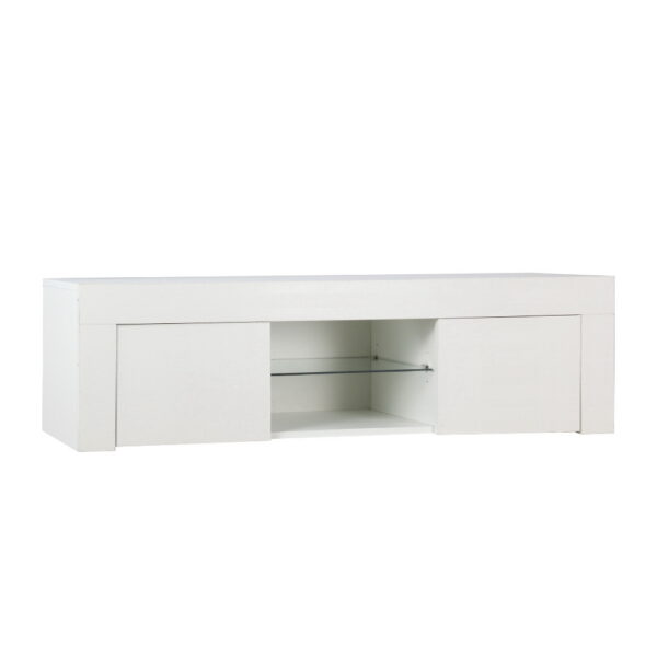 Aplusliving-130cm White LED TV Stand Cabinet Entertainment Unit RGB Light Storage Shelf