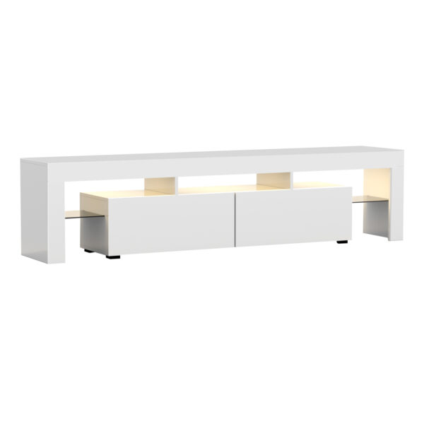 Aplusliving-189cm White LED TV Stand Entertainment Unit with RGB Lighting & Storage