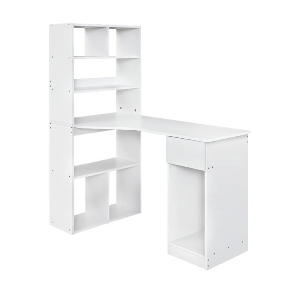 Aplusliving-120cm White Computer Desk with Bookshelf Drawer Home Office Study Workstation