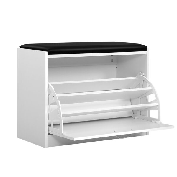 Aplusliving-Shoe Cabinet Bench Shoes Storage Rack Organiser Drawer White 15 Pairs 3-Tier