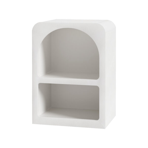 Aplusliving-Contemporary White Nightstand 2 Shelves Storage Side Table Sturdy MDF 40x31x55cm