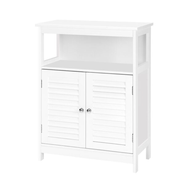 Aplusliving-White Buffet Sideboard Storage Cabinet with Adjustable Shelf and Cupboard