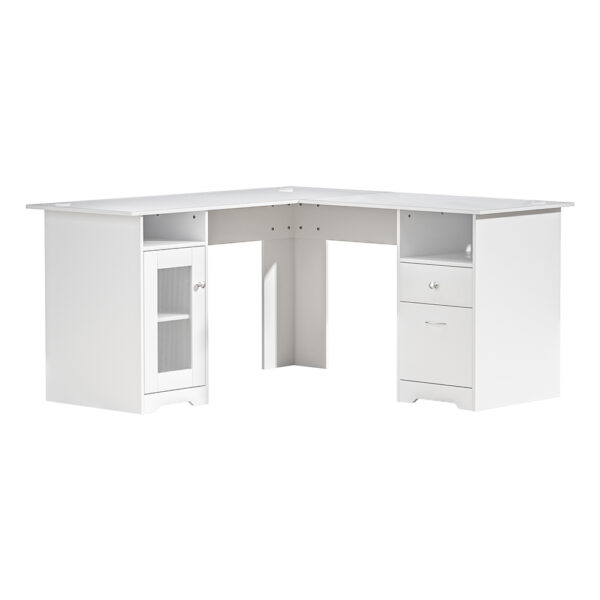 Aplusliving-L Shaped Computer Desk Study Office Table with Drawers Storage White 150cm