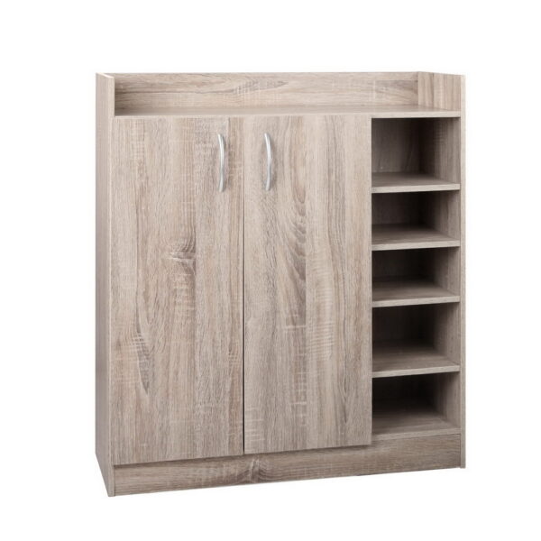 Aplusliving-Contemporary 2 Door Wooden Shoe Cabinet Storage Organizer Adjustable Shelves