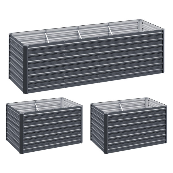 Aplusliving-Raised Garden Bed 240x80x77cm Galvanised Steel Planter Box for Vegetables Herbs