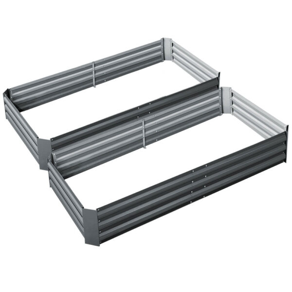 Aplusliving-Raised Garden Beds 2 Pack 210x90cm Galvanised Steel Planter for Vegetables Herbs