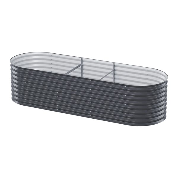 Aplusliving-Garden Bed 240X80X56cm Oval Planter Box Galvanized Steel Raised Vegetable Patch