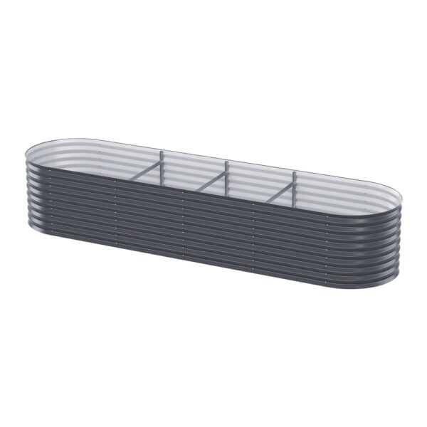 Aplusliving-Garden Bed 320X80X56cm Oval Planter Box Galvanized Steel Raised Vegetable Patch