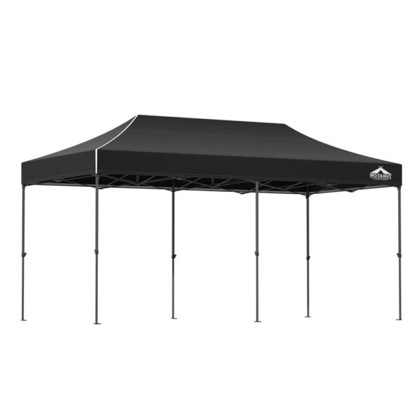 Aplusliving-3x6m Outdoor Pop Up Marquee Wedding Party Tent Camping Canopy Black Shade