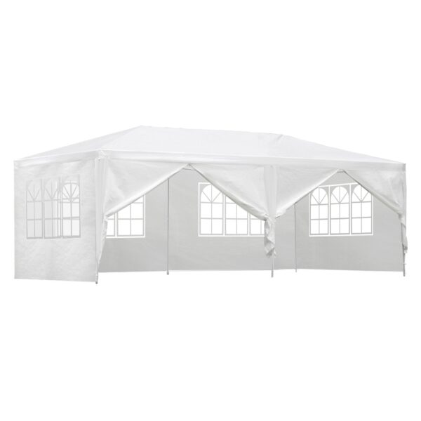 Aplusliving-3x6m Outdoor Gazebo Marquee Party Tent Canopy 6 Side Walls White Wedding Event