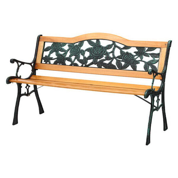 Aplusliving-Outdoor Garden Bench Natural 126cm 3 Seater Weather Resistant Durable