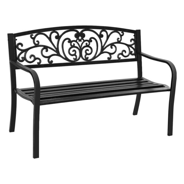 Aplusliving-Vintage  2 3 Seater Outdoor Garden Bench Weather Resistant Black 127cm