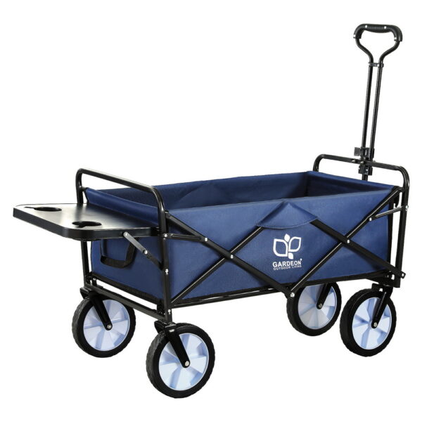 Aplusliving-Garden Cart Multipurpose Trolley Steel Frame 360 Wheels Adjustable Handle Navy