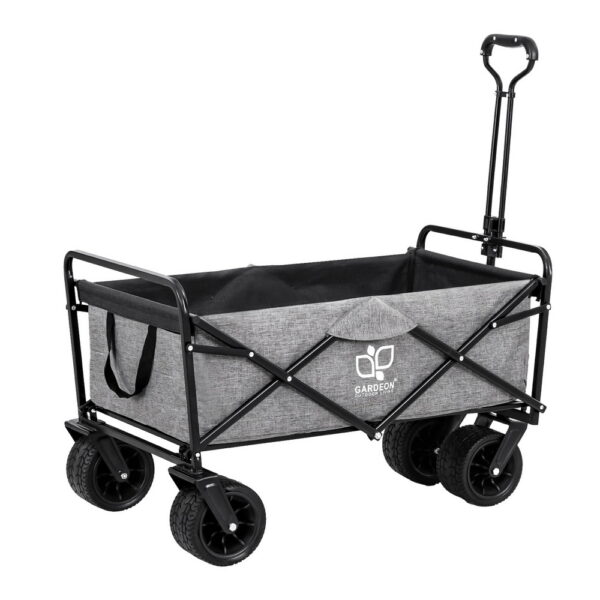 Aplusliving-Garden Cart Multipurpose Trolley Steel Frame 360 Wheels Adjustable Handle Grey