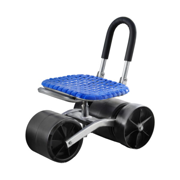 Aplusliving-Garden Cart Adjustable Height 360 Rotation Foldable Backrest Blue Steel