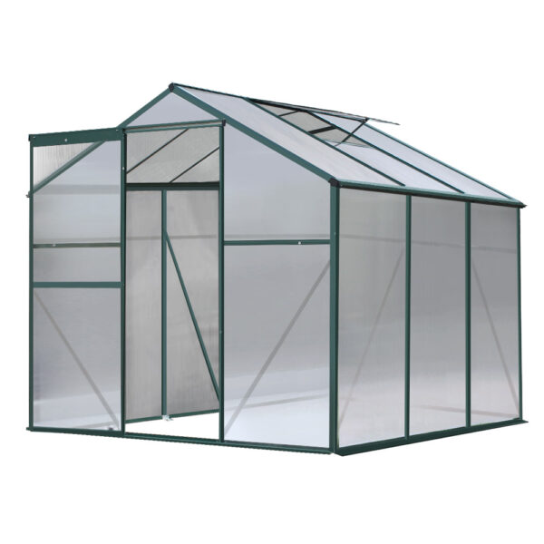 Aplusliving-Aluminium 1.9x1.9M Polycarbonate Greenhouse Garden Shed UV Resistant Ventilated